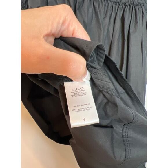 NEW A.L.C. Maya Off The Shoulder Smocked Half Sleeve Mini Dress Black Size: 6 - Picture 6 of 7